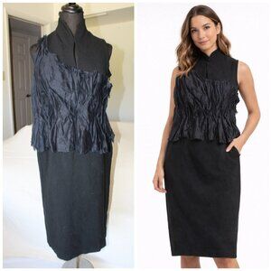 Vintage Brioni Black Midi Dress mercerized cotton Old Money Size L?